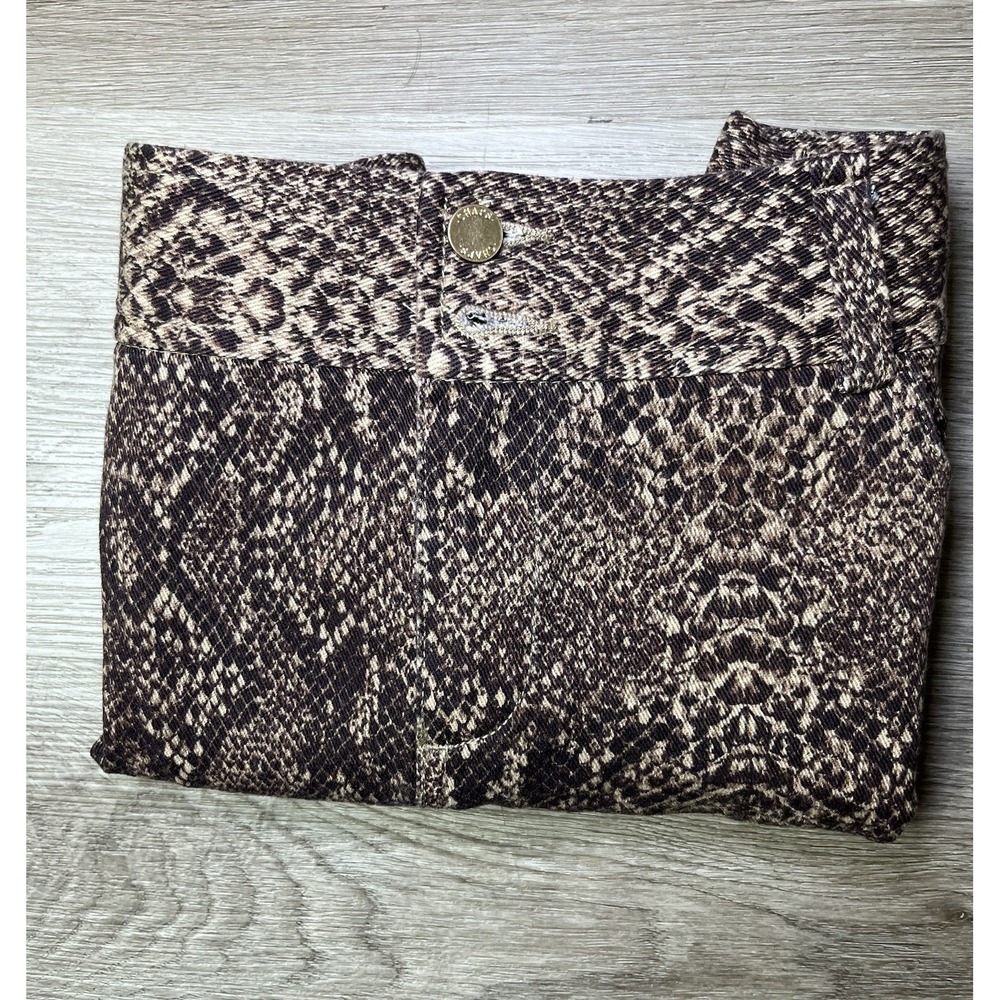 Chaps Skirt Womens 6 Brown Snake‎ Print Pencil Zip Pockets Cotton Blend- 9850